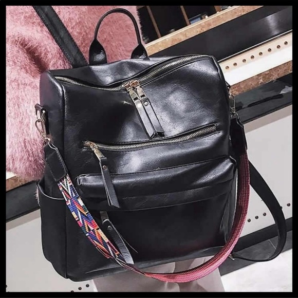 #114 BLOWOUT SALE ❤️New! Black Soft Vegan Leather Boho Aztec Backpack/Travel Bag - Picture 3 of 10